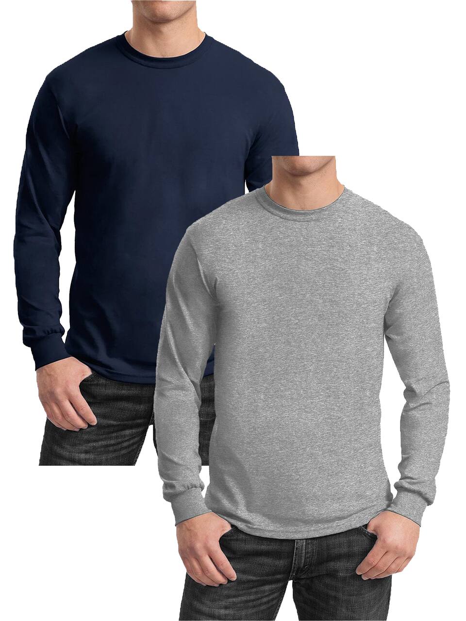 Galaxy by Harvic Long Sleeve Crew Neck Men's T-Shirt 2 Pack